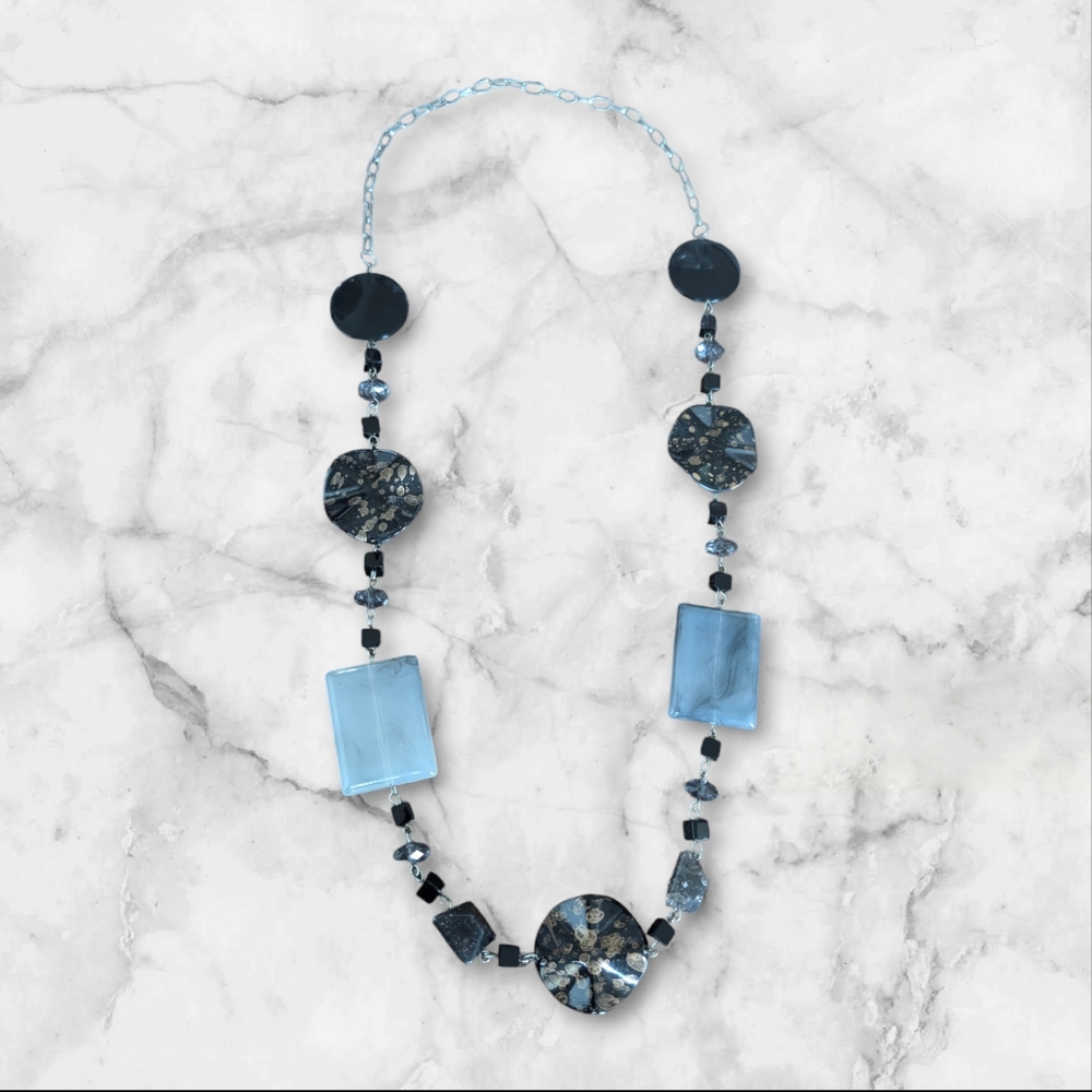 Vintage Chunky Beaded Geometric Statement Necklace